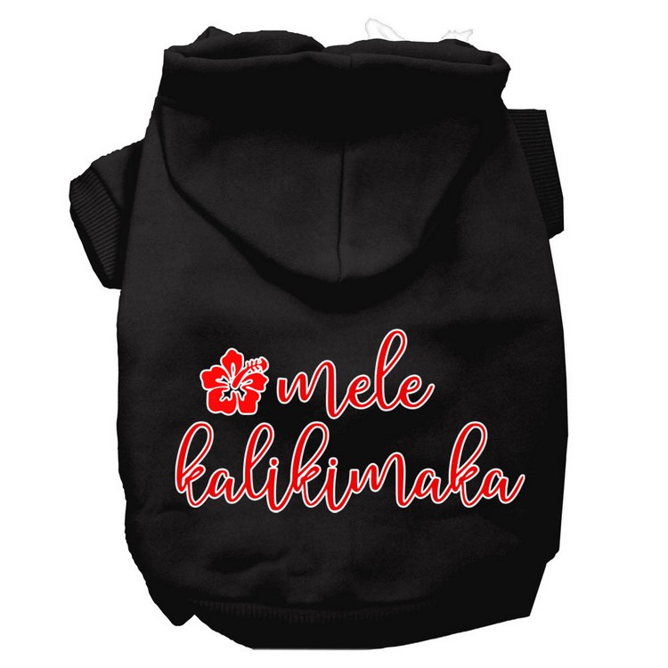 Mele Kalikimaka Screen Print Dog Hoodie Black XS